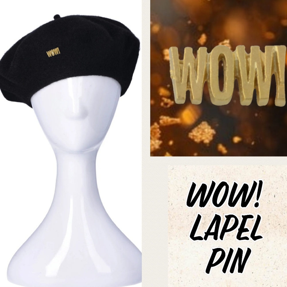 Gold Metal WOW! Lapel Pin